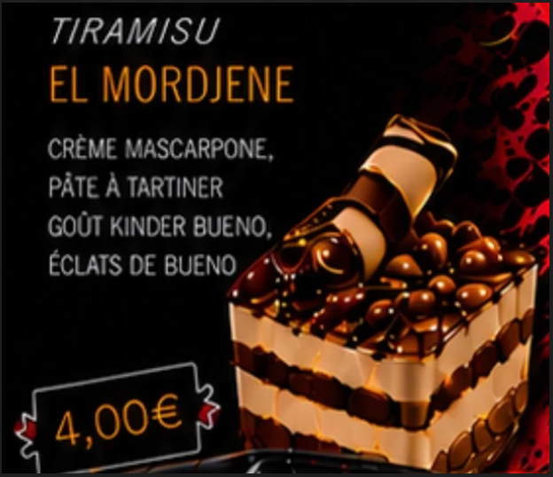 Tiramisu El Mordjene goût Kinder Bueno à 4 euros